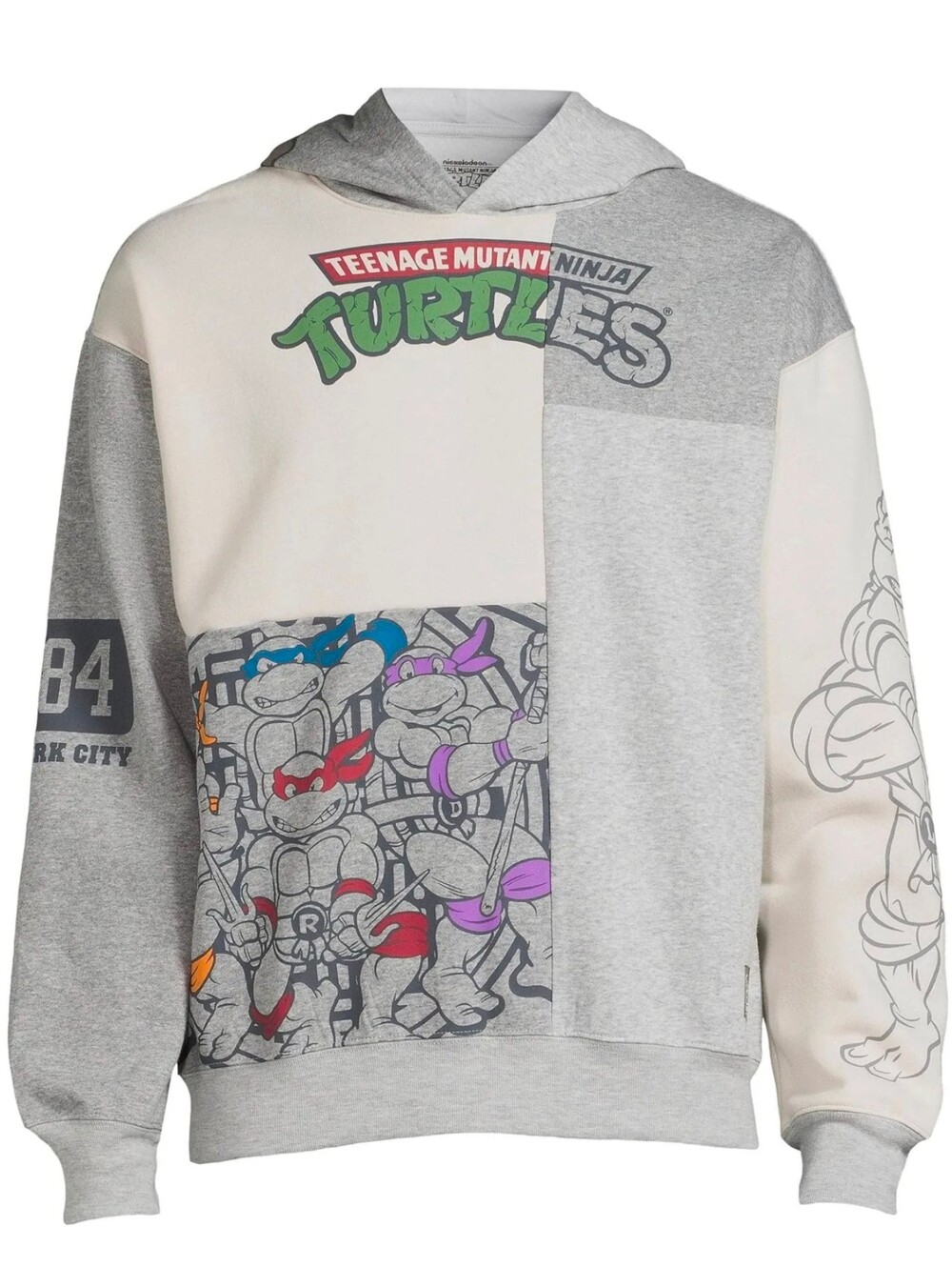 Teenage Mutant Ninja Turtles Gray Patchwork Graphic Hoodie